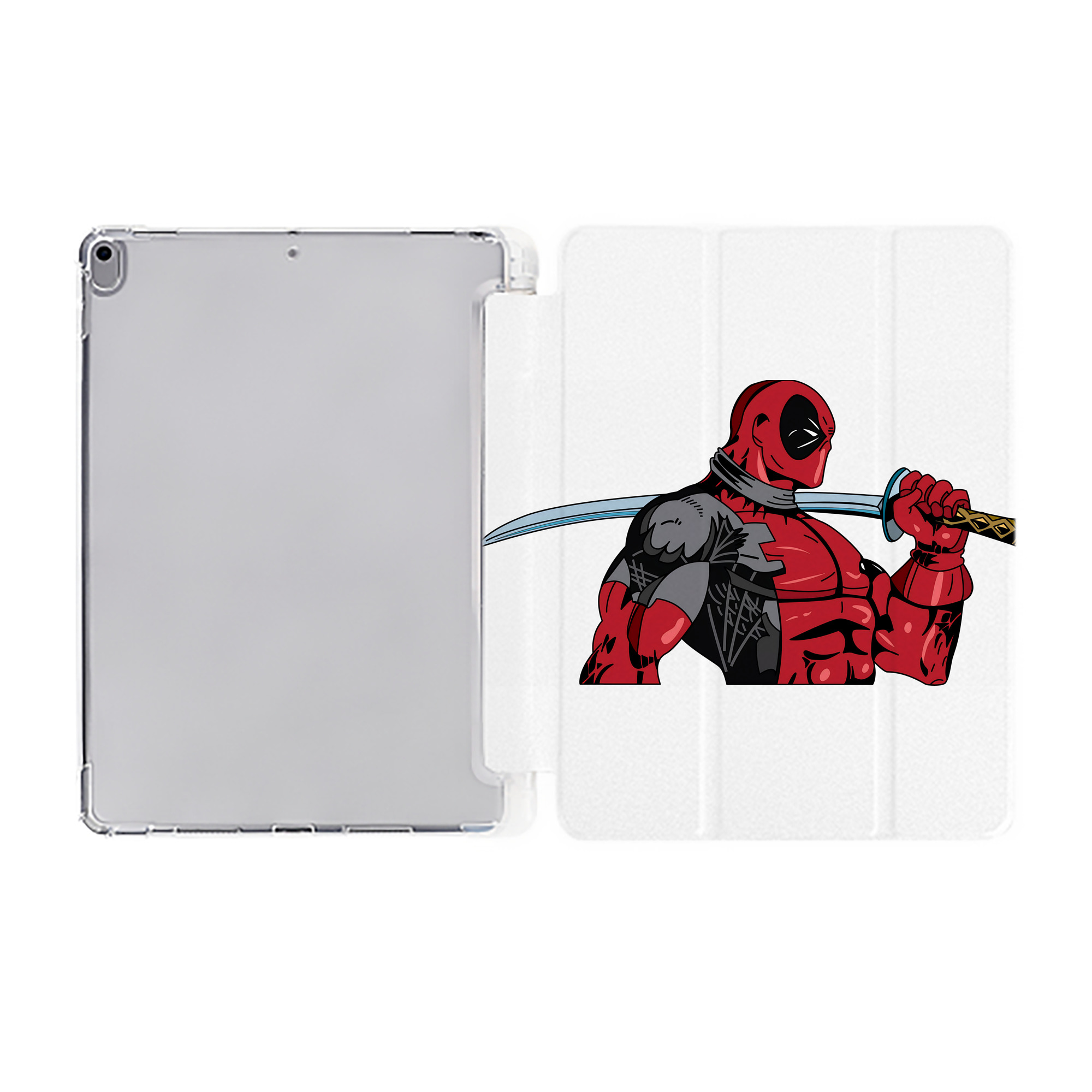（画像用） Deadpool デッドプール IPad ケース ペン収納付き 三つ折りスタンド PUレザー×シリコン 対応機種9.5/10.5/10.9インチ